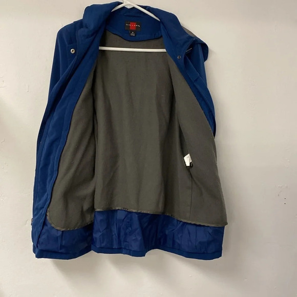 Gallery Coat Women Navy Blue Hooded Anorak Jacket Size M Zip Snap Front‎ Pockets - Picture 4 of 7